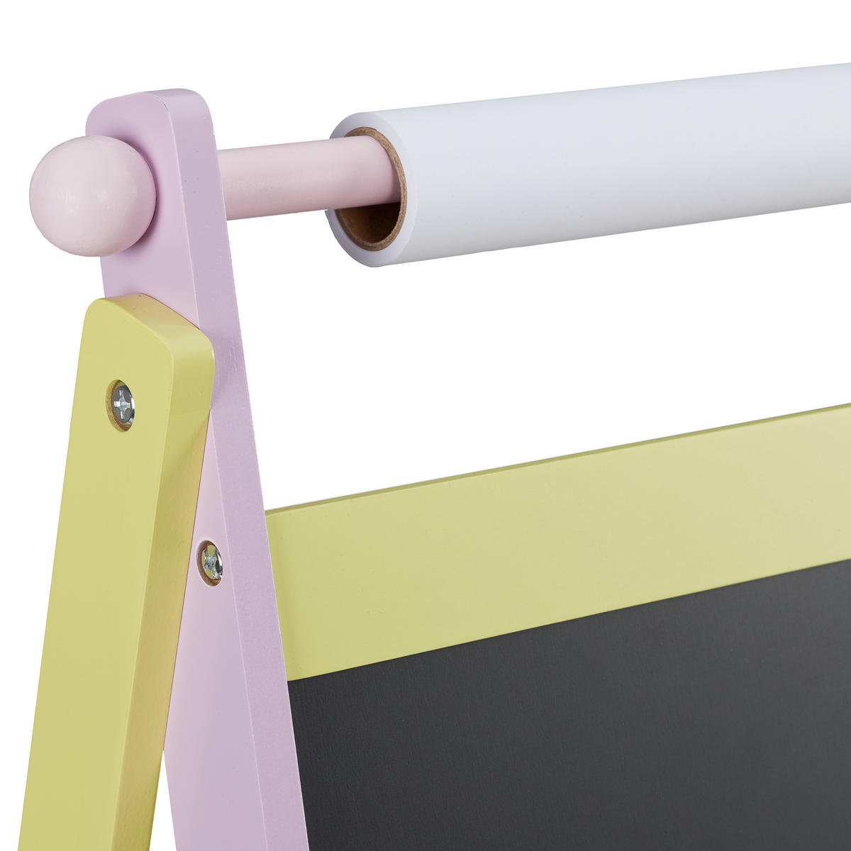 BARNTAFEL Flerfärgad griffeltavla med pappersrulle MDF 90 cm - Multicolor, Träbaserade material (56/90/42cm) - Relaxdays