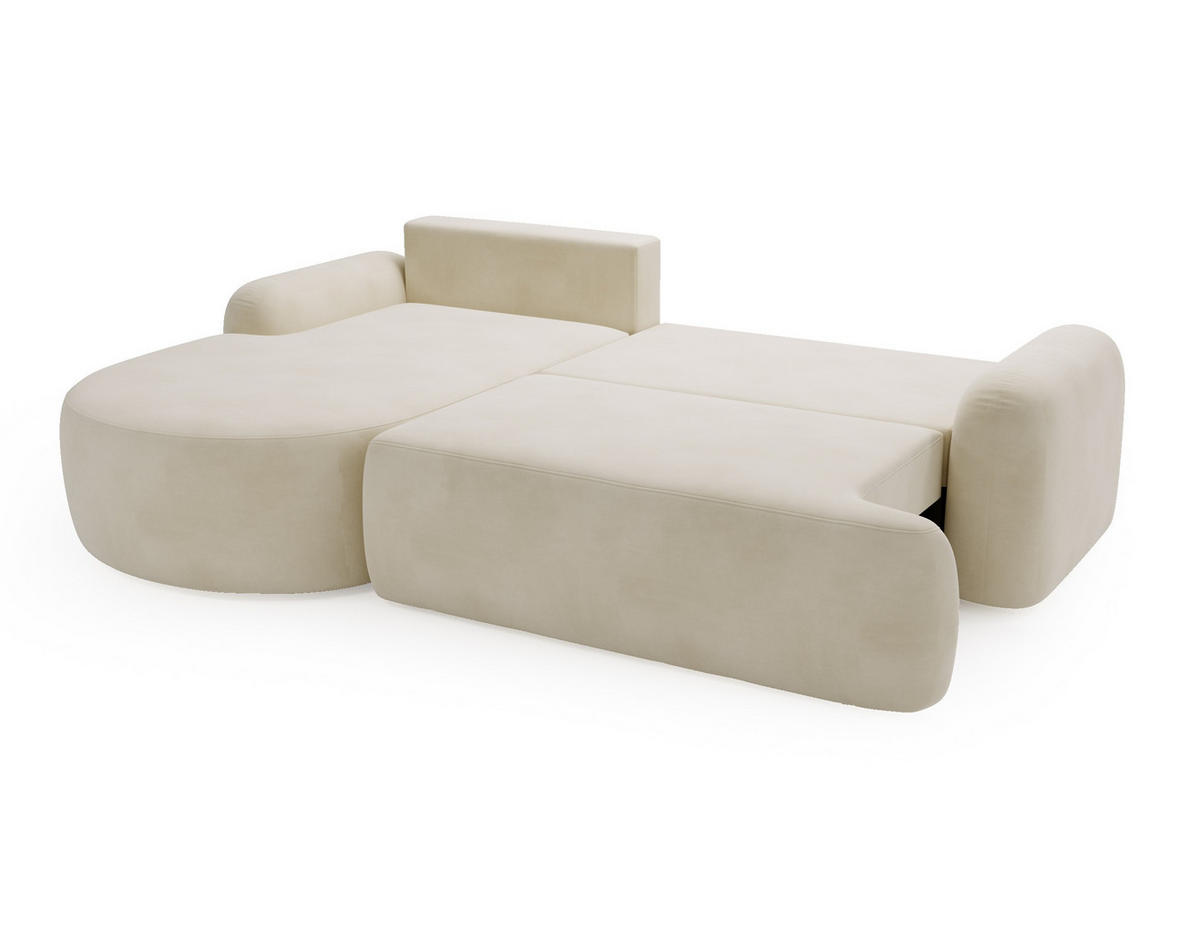 ECKSOFA Cloudy Creme, Sofa aus Velourstoff mit Kissen, linke seite - Creme, Holzwerkstoff/Textil (177/261cm) - Bettso