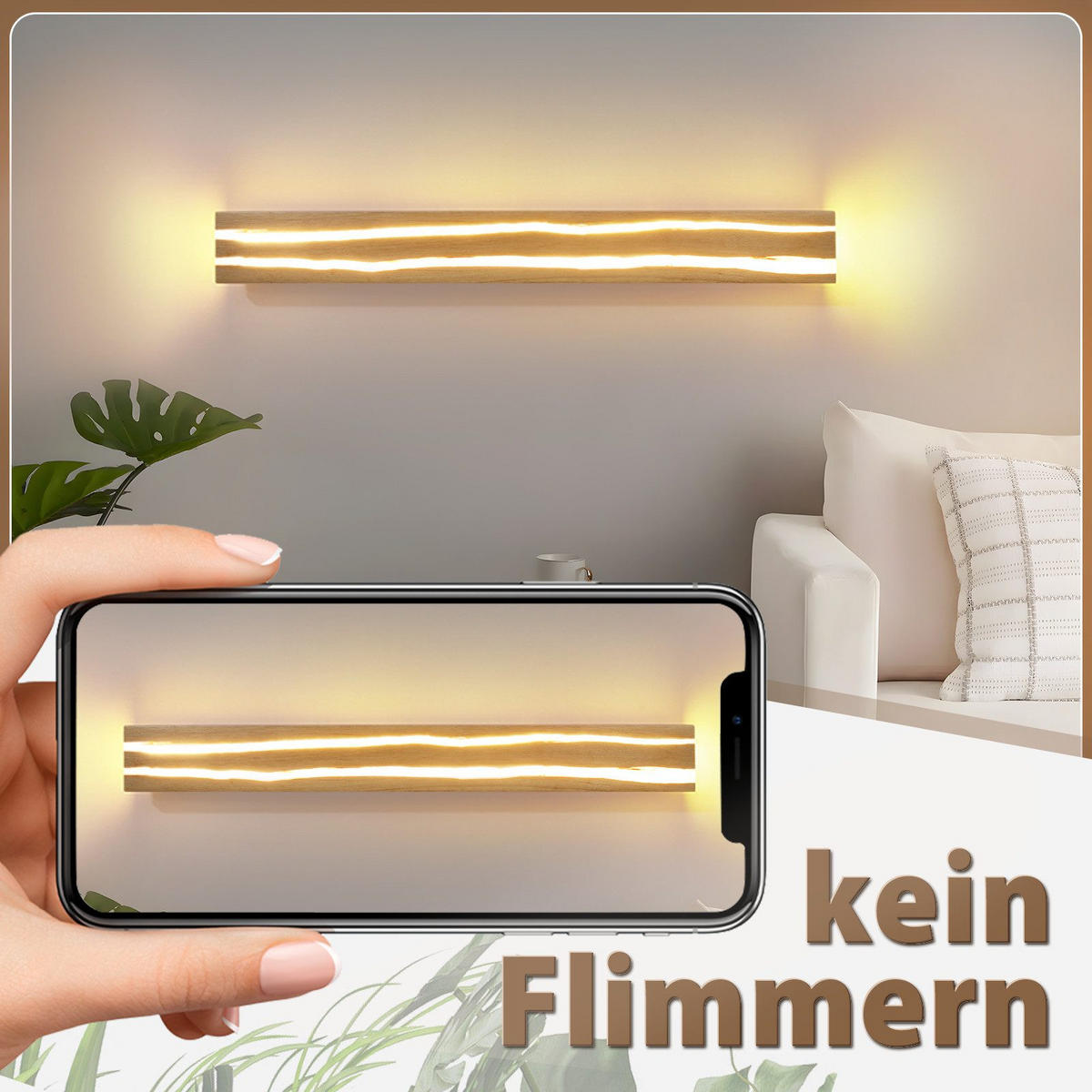 LED WANDLEUCHTE BURGESS Ⅲ 80/10/7 cm - Braun, Holz (10/7/80cm) - Nettlife
