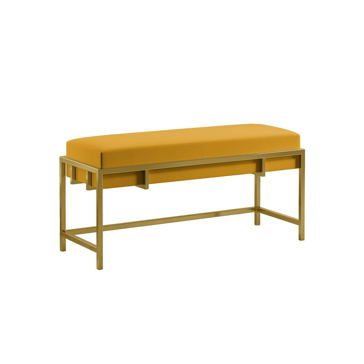POLSTERBANK LAMO 80 cm Honig, Goldene Beine - Goldfarben/Honig, Textil/Metall (80/45/35cm) - Bettso