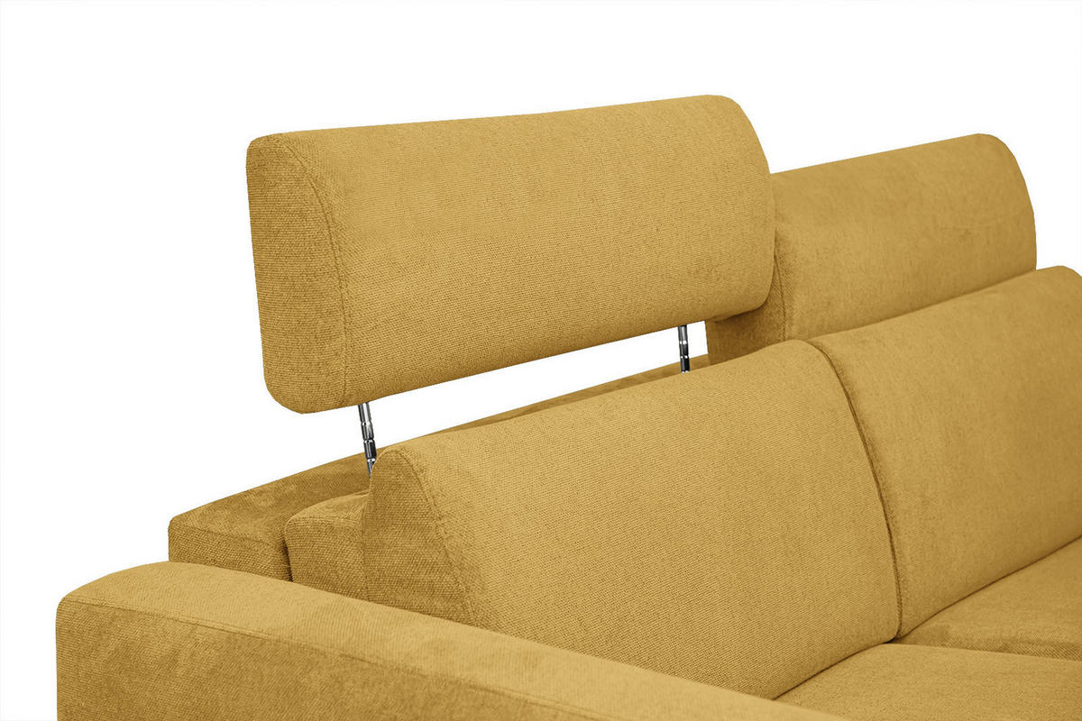 SOFA MEZO 3-Sitzer mit Schlaffunktion, gelb - Gelb/Schwarz, Holz/Textil (232/90/107cm) - Courtois Laville