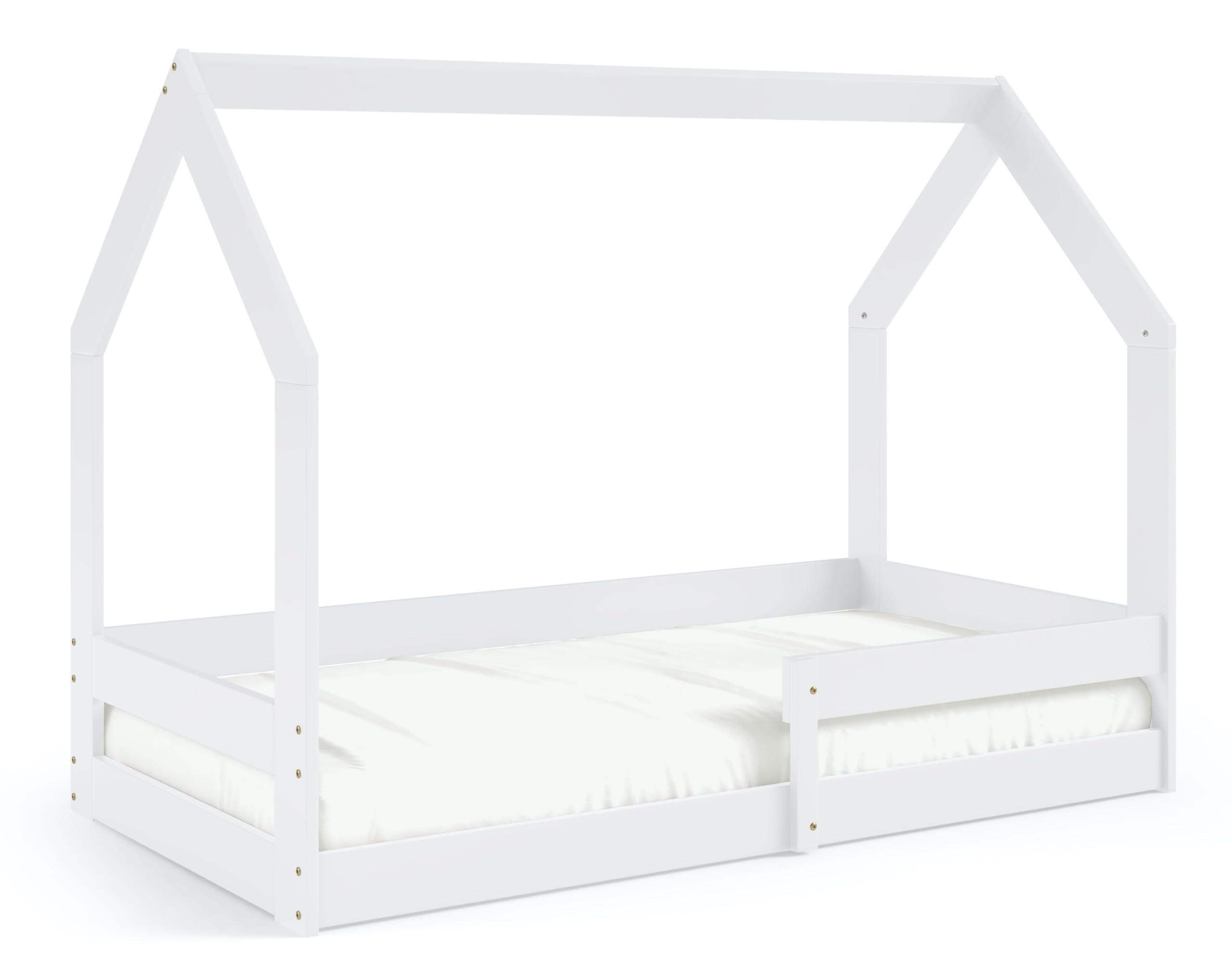HAUSBETT Dolly mit Matratze, Rausfallschutz 160x80cm - Weiß, Holz (80/124/160cm) - VENASI MÖBEL