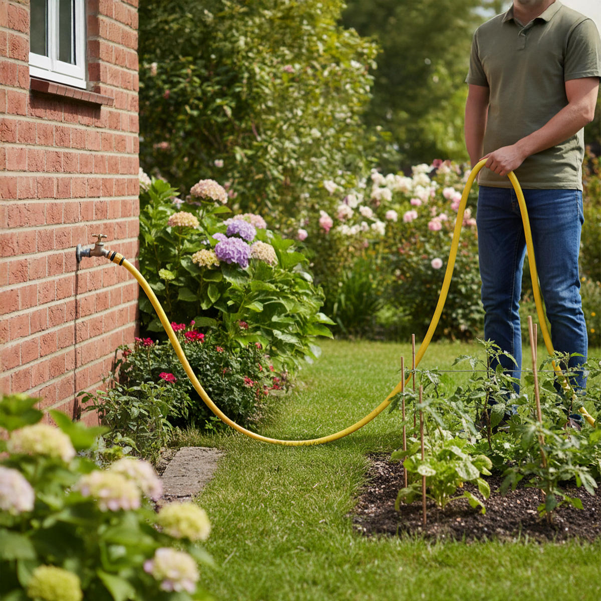GARTENSCHLAUCH - Gelb, Kunststoff (3000cm) - Relaxdays
