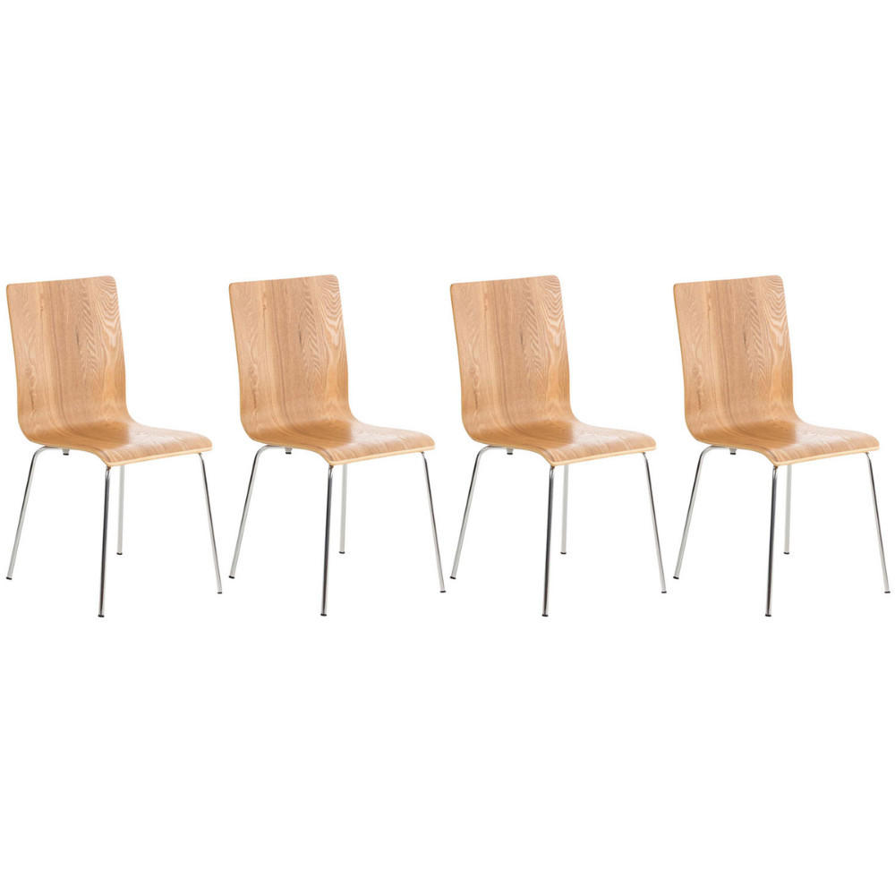 BESUCHERSTUHL 4er Set Tunis Holz Eiche Konferenzstuhl Bürostuhl - Eichefarben, Holz (43/87/47cm) - DELUKE