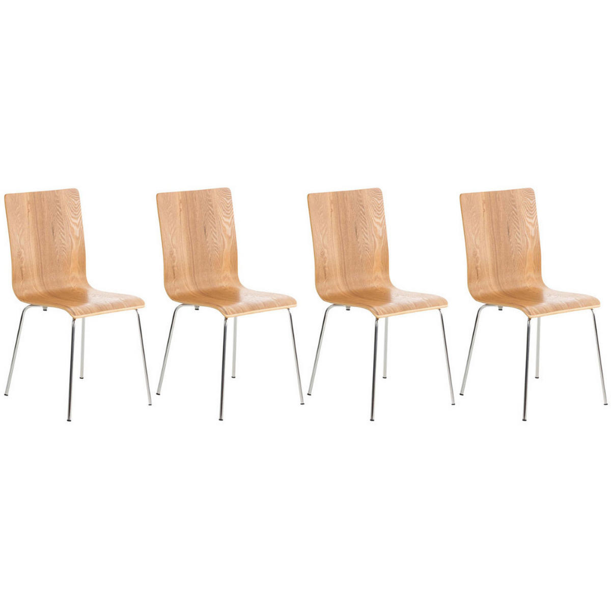 BESUCHERSTUHL 4er Set Tunis Holz Eiche Konferenzstuhl Bürostuhl - Eichefarben, Holz (43/87/47cm) - DELUKE