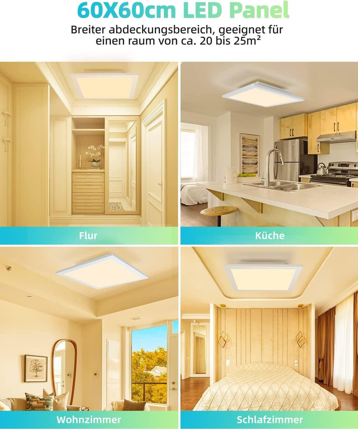 LED-DECKENLEUCHTE Oceana 60/60/1 cm - Weiß, Metall (60/60/1cm) - Nettlife
