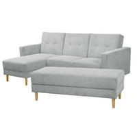 FUNKTIONSSOFA mit Hocker Kattie Cordstoff silber - Silberfarben, Kunststoff (144/230cm) - 58aufmkessel