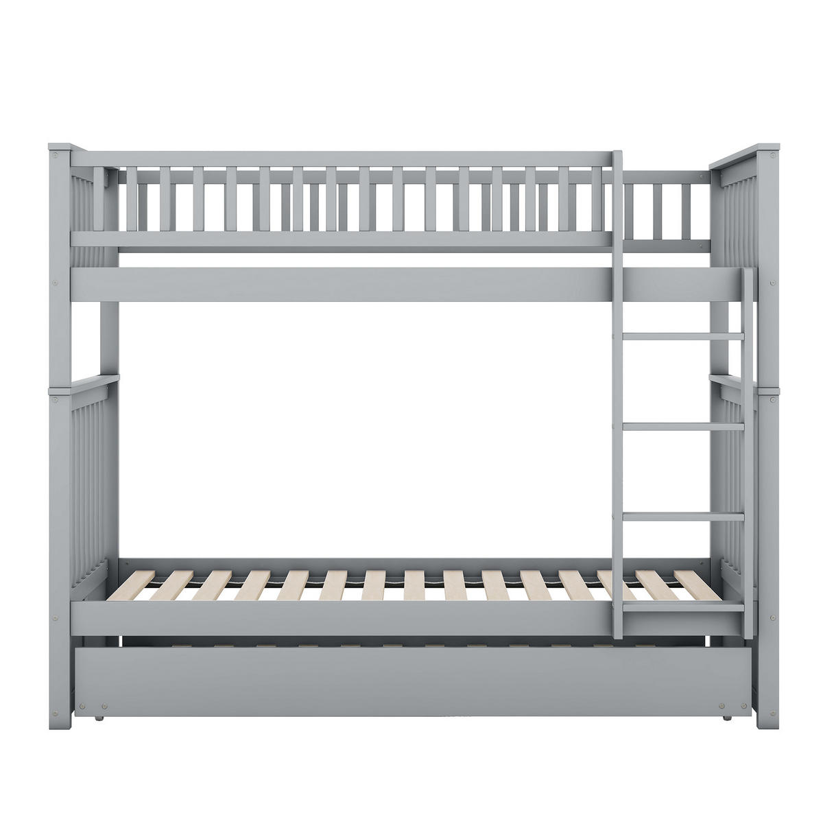 ETAGENBETT 90/200 cm Grau mit Ausziehbett Kiefernholz - Grau, Holz (90/200cm) - MIVRAY