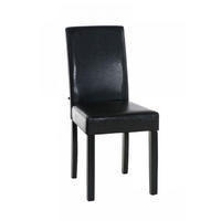 STUHL Lederlook braun - Schwarz/Braun, Holz/Textil (41/91/47cm) - CLP
