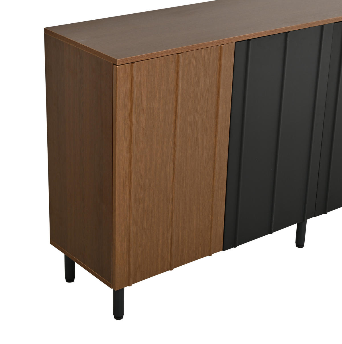 SIDEBOARD 160/35/80 cm walnussfarben/schwarz aus Spanplatte mit 4 Türen - Walnussfarben, Holzwerkstoff (160/80/35cm) - OKWISH