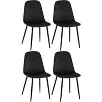 STUHL 4er Set Samt Schwarz - Schwarz, Textil/Metall (44/88/54cm) - CLP