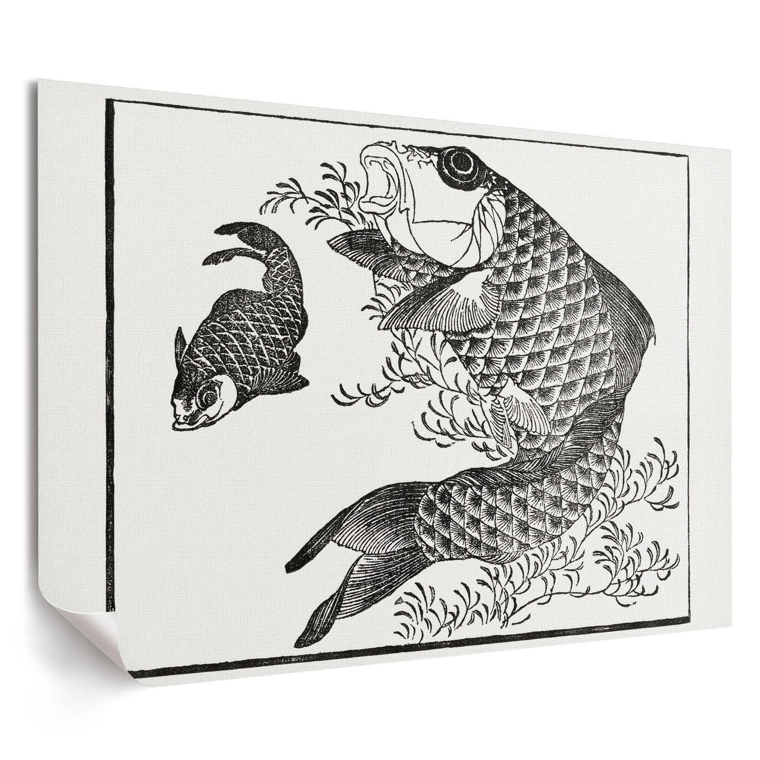 POSTER - 42x29 cm (A3) - Hokusai - Karpfen - Schwarz, Textil (42/29.7/0.1cm) - TULUP