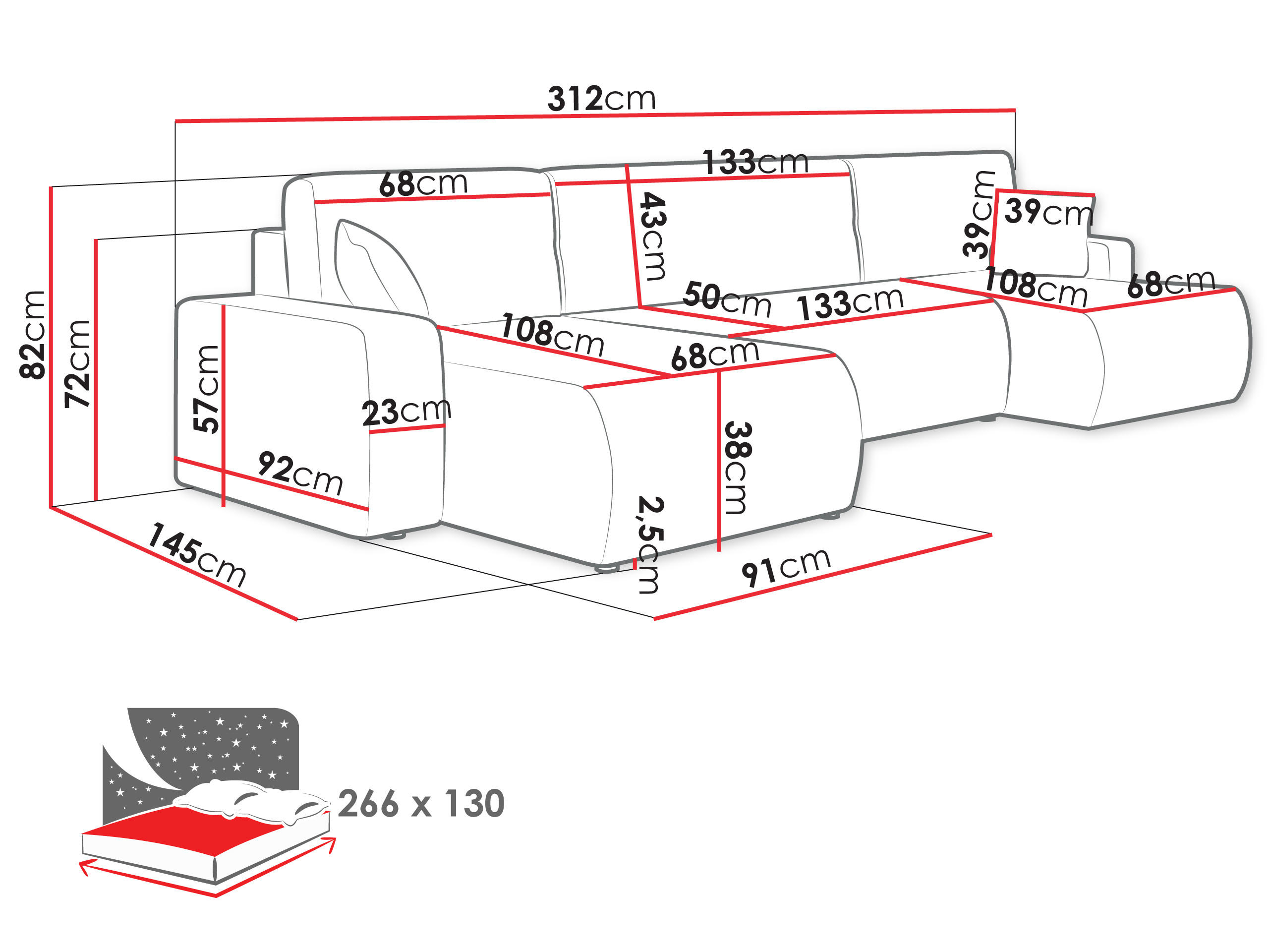 Thumbnail - Mirjan24 Wohnlandschaft, Hellbraun, Textil, 6-Sitzer, Rechteckig, 312x82x145 cm, Wohnzimmer, Sofas & Couches, Wohnlandsc...
