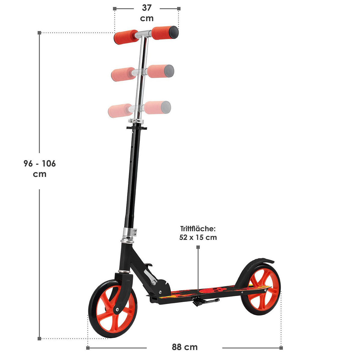 CITYROLLER Fire schwarz/ rot - Schwarz, Metall (88/27/106cm) - Artsport