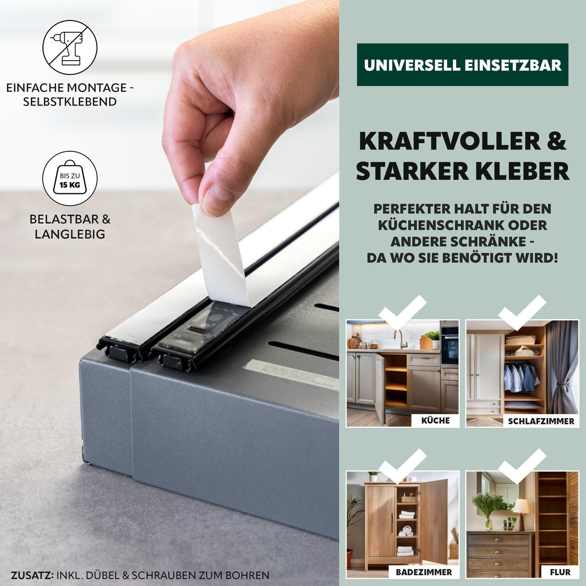 TELESKOPSCHUBLADEN (2er Set), ausziehbar, Metall, grau - Grau, Metall (67/6/42cm) - bremermann