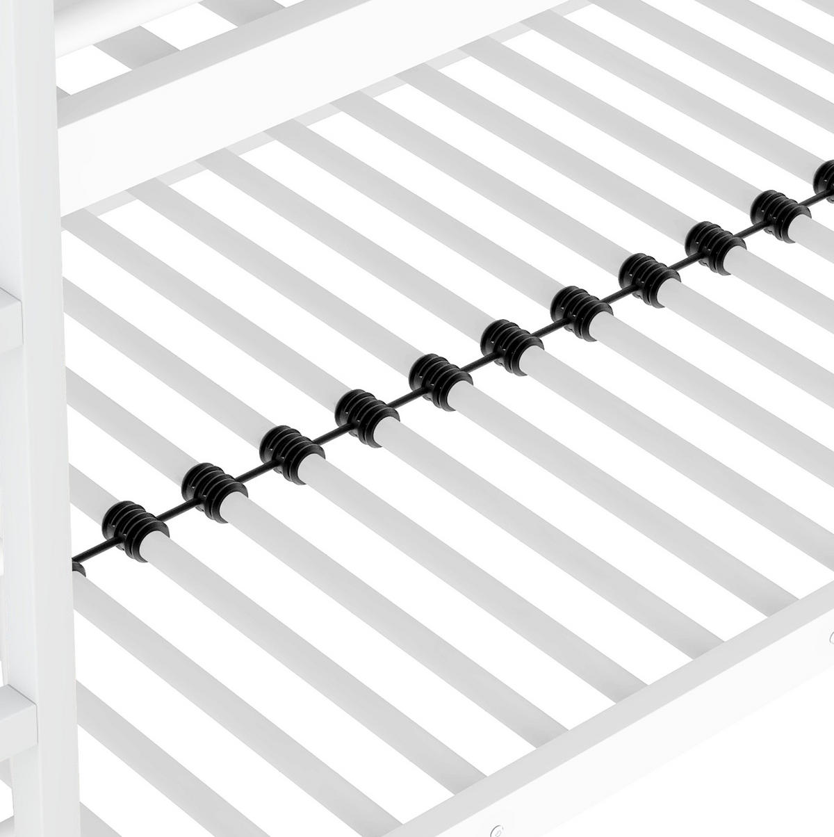 ETAGENBETT aus Metall 90x200 cm Weiß als Dreifach-Etagenbett mit Leiter und Sicherheitsgeländern - Weiß, Metall (90/200cm) - Modfu