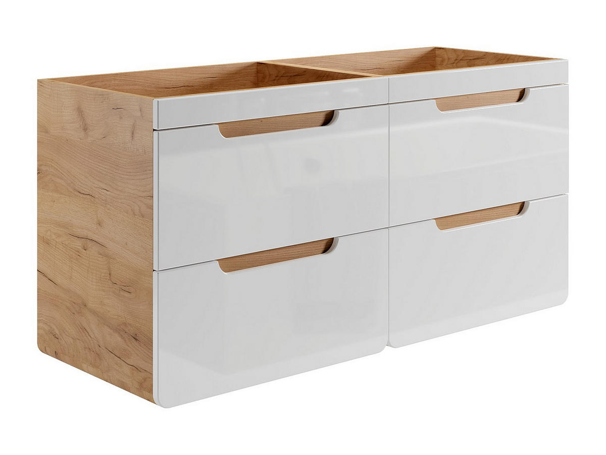 WASCHBECKENUNTERSCHRANK - 120cm x 46cm - MDF - naturfarben hell, weiß - ARUBA - Naturfarben, Holz (120/59/46cm) - Vente-Unique