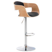 BARHOCKER Stoff natura/dunkelgrau - Eukalyptusholzfarben/Dunkelgrau, Textil/Metall (50/88/48cm) - CLP