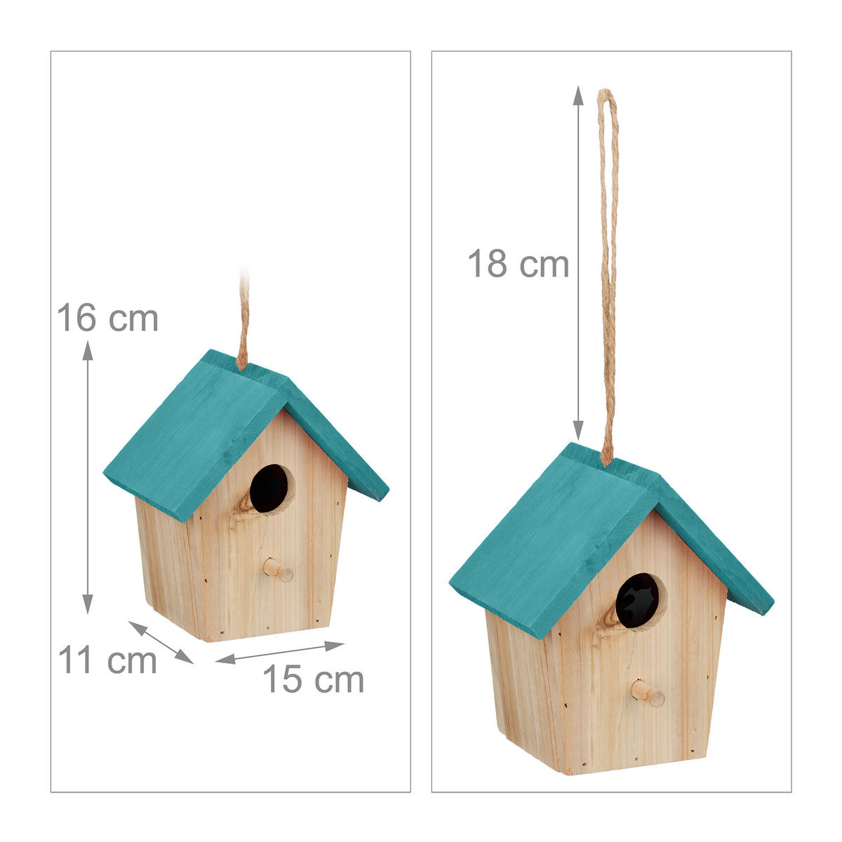 DEKO-VOGELHAUS - Multicolor, Holz (15/16/11cm) - Relaxdays