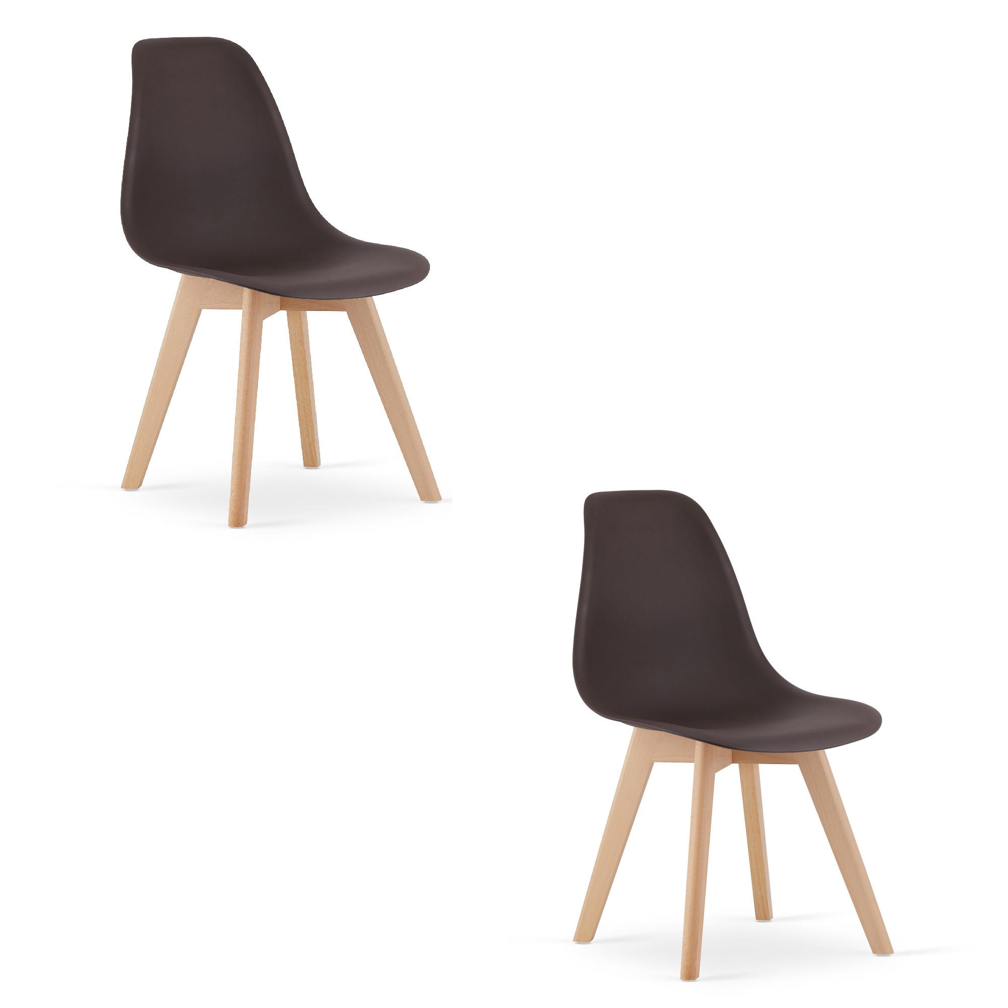 ESSZIMMERSTUHL 2-er Set KITO Kaffeesitz, natürliche Beine - Naturfarben/Braun, Kunststoff (46/80/54.5cm) - Valora