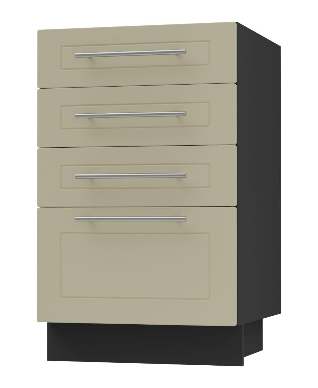 SCHUBLADENUNTERSCHRANK Kvantum D4A/40 Vanille Matt / Schwarz Matt 40 / 50 / 82cm - Creme/Schwarz, Holz/Holzwerkstoff (40/82/50cm) - Feldmann-Wohnen