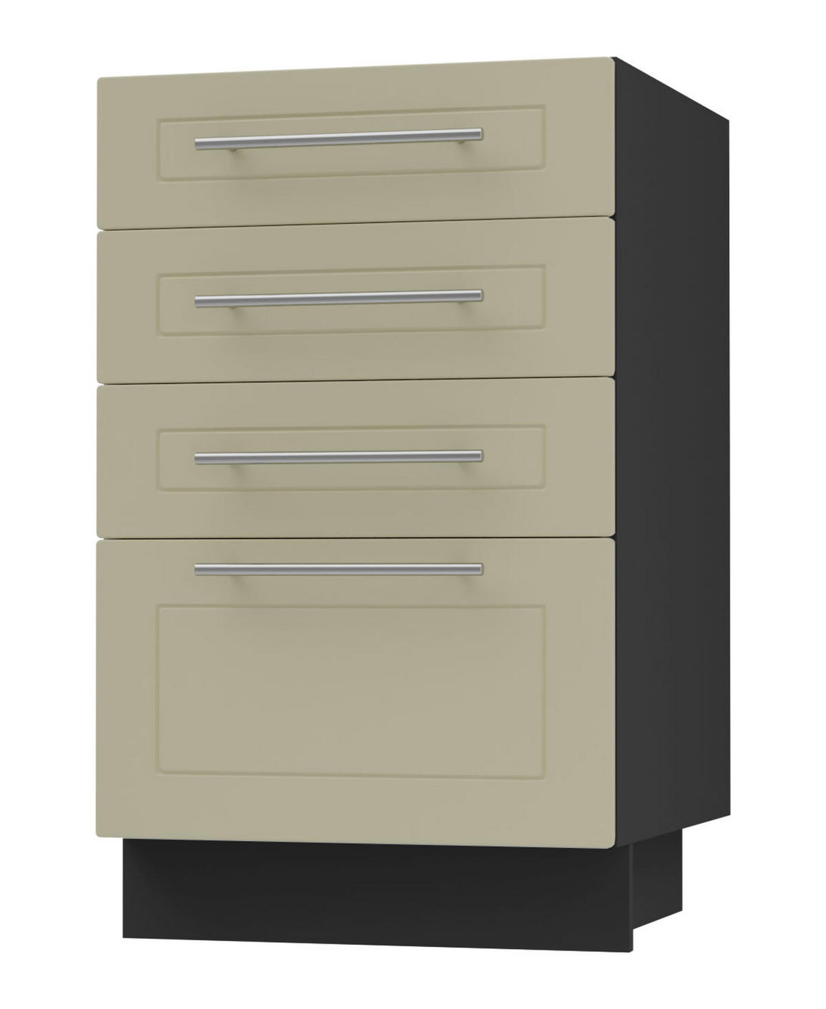 SCHUBLADENUNTERSCHRANK Kvantum D4A/40 Vanille Matt / Schwarz Matt 40 / 50 / 82cm - Creme/Schwarz, Holz/Holzwerkstoff (40/82/50cm) - Feldmann-Wohnen