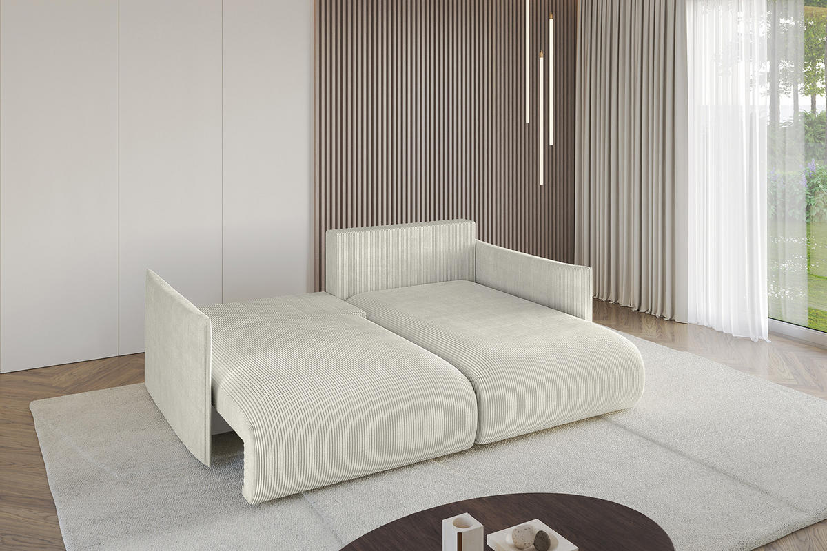 ECKSOFA Ottomane rechts ONESK-L 216x177x72 Hellgrau Cord - Ecru/Hellgrau, Holzwerkstoff/Kunststoff (177/216cm) - ALTDECOR