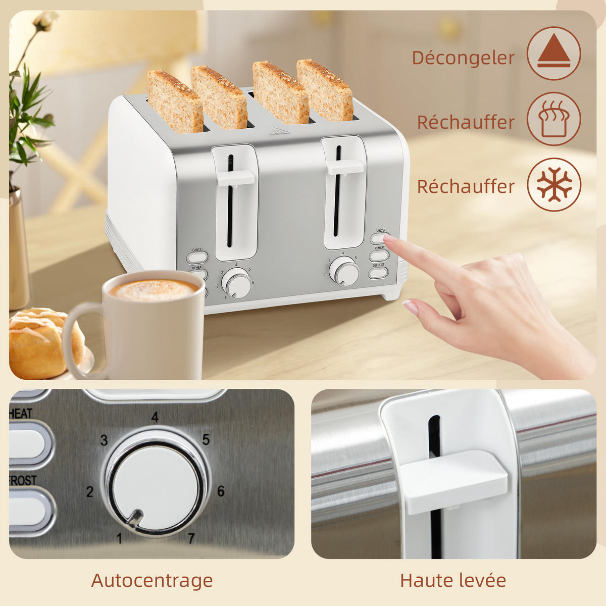 WASSERKOCHER-TOASTER-SET DE-17458 Weiß - Weiß, Metall (16.5/25.2/21.1cm) - ComfortXL