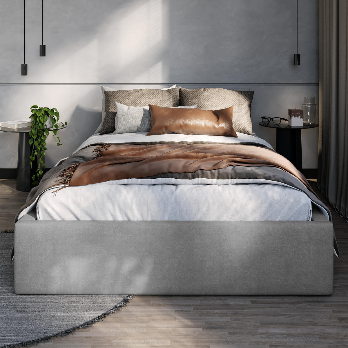 POLSTERBETT 120x200cm Bett mit Stauraum Lattenrost Grau - Grau, Holz/Holzwerkstoff (120/200cm) - Muralo