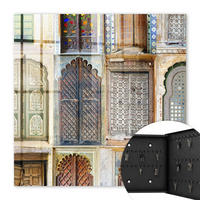 SCHLÜSSELBOX Schwarz 30x30 cm- Türöffnung nach rechts - Bunte Fenster - Gelb, Metall (30/30/5cm) - TULUP