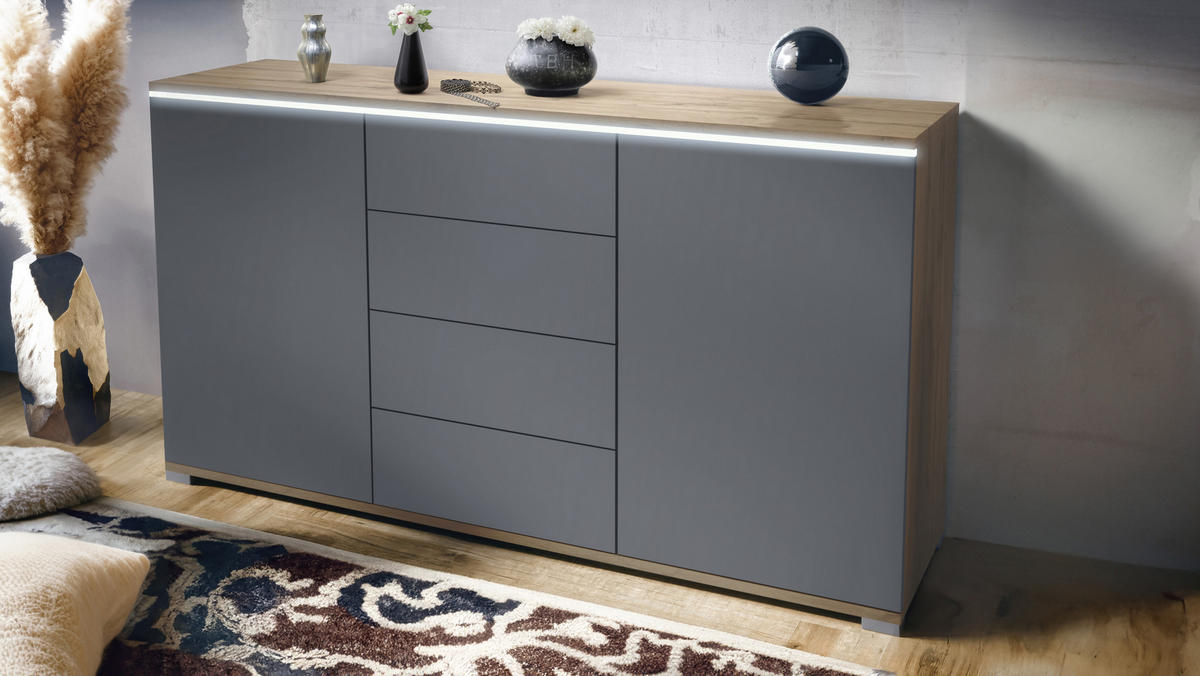 SIDEBOARD Faro Anthrazit matt - Anthrazit, Holzwerkstoff (138.5/75.5/35cm) - Vladon