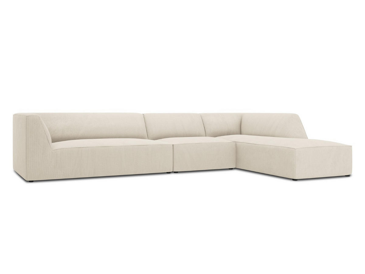 ECKSOFA rechts Ruby aus Cord leichtes beige 5 Sitzplätze - Creme, Textil (180/366cm) - Micadoni