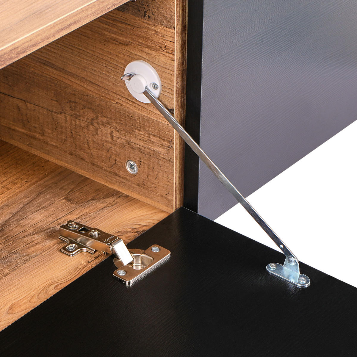WANDMONTIERTER-TV-SCHRANK Schwarz/Braun Gladstone - Schwarz/Braun, Holzwerkstoff (140/30/32cm) - Beliani