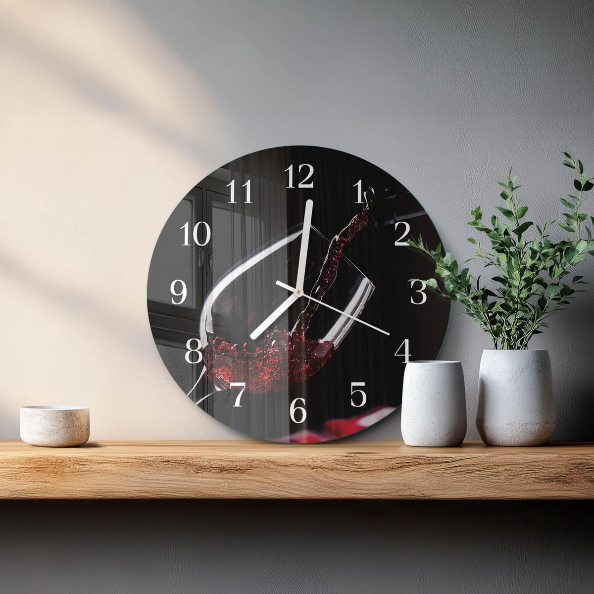 WANDUHR fi30 cm - Wein - Schwarz, Glas (30/30/0.4cm) - TULUP