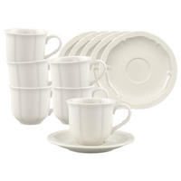 ESPRESSOTASSEN MIT UNTERTASSEN Manoir weiß 80 ml 6er Set - Weiß, Keramik (12.2/7.5/12.2cm) - Villeroy & Boch