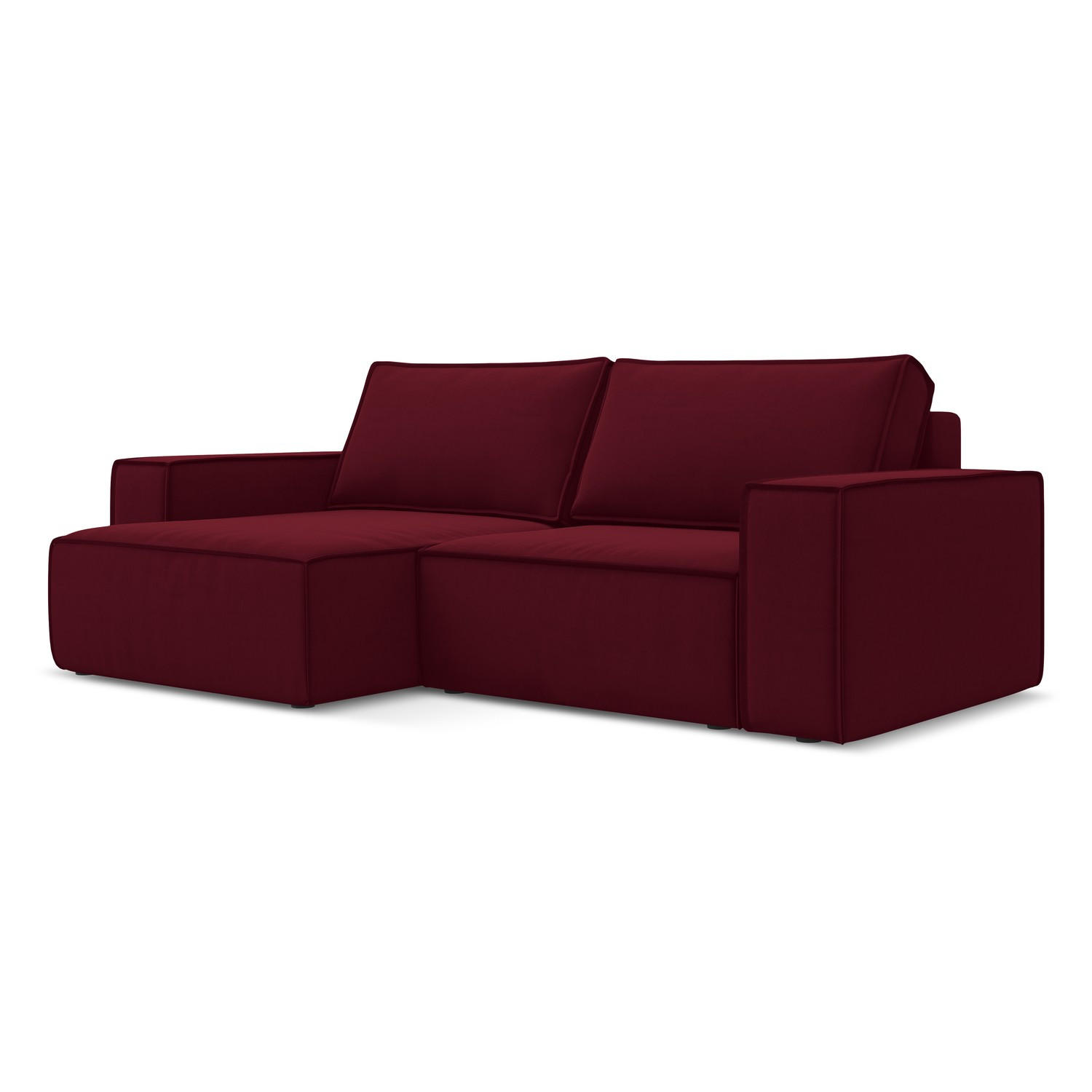 ECKSOFA mit Schlaffunktion Samt Stoff Rot - Bordeaux/Rot, Kunststoff/Textil (148/257cm) - LaMiaSofa