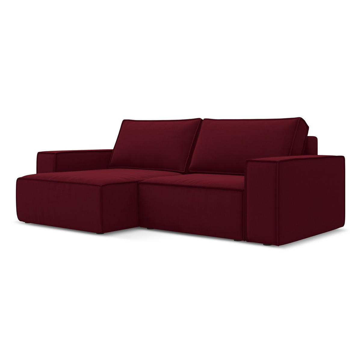 ECKSOFA mit Schlaffunktion Samt Stoff Rot - Bordeaux/Rot, Kunststoff/Textil (148/257cm) - LaMiaSofa