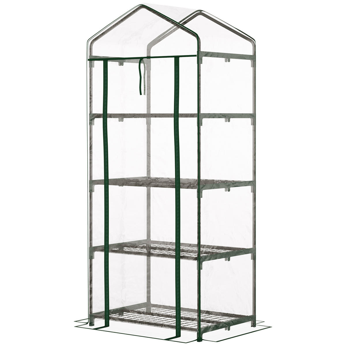GEWÄCHSHAUS DE-11918 mit 4 Etagen & PVC-Bache Transparent - Transparent, Metall (50/160/70cm) - ComfortXL