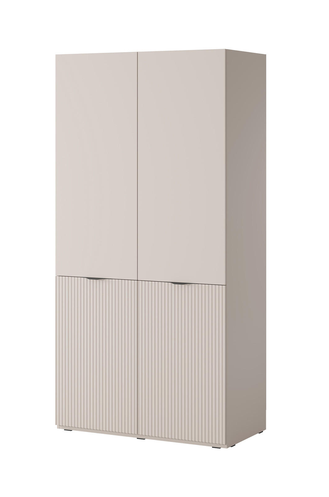 KLEIDERSCHRANK ZEN (Modular, Cashmere Matt, Rillenfront, 2-türig) - Kaschmir/Schwarz, Holz/Holzwerkstoff (101/200/51cm) - Ravio