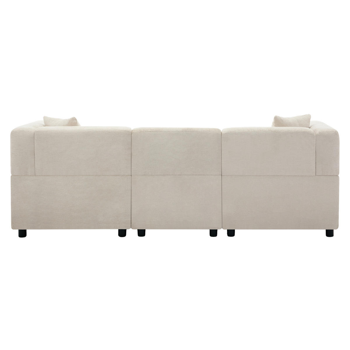 3-SITZER Ecksofa Chenille mit Stauraum-Fußhocker und 2 Kissen 204/126/69 cm Beige - Beige, Kunststoff/Textil (126/204cm) - Redom