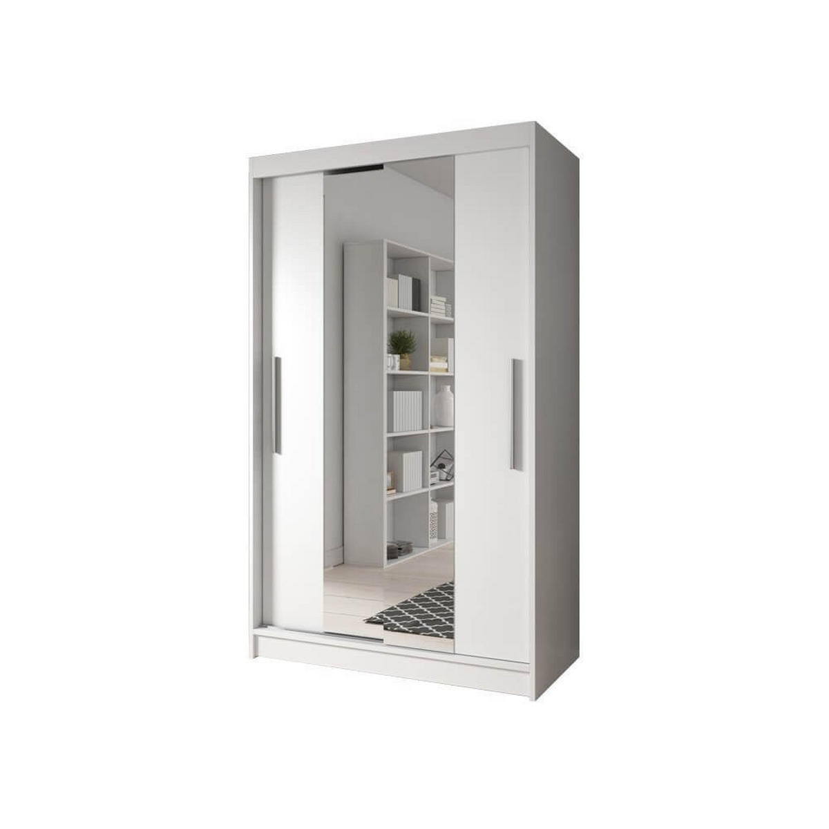 JUGENDZIMMER-SET TOBBY 01 3-teilig weiß/weiß Kleiderschrank, Schreibtisch, Wandregal - Alufarben/Weiß, Glas/Holzwerkstoff (120/200/61cm) - imoebel24