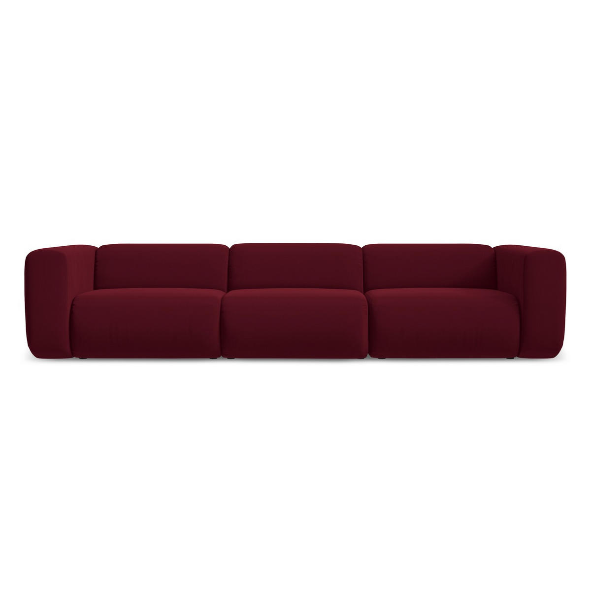 4-SITZER-SOFA Samt Stoff Rot - Bordeaux/Rot, Kunststoff/Textil (319/70/89cm) - LaMiaSofa