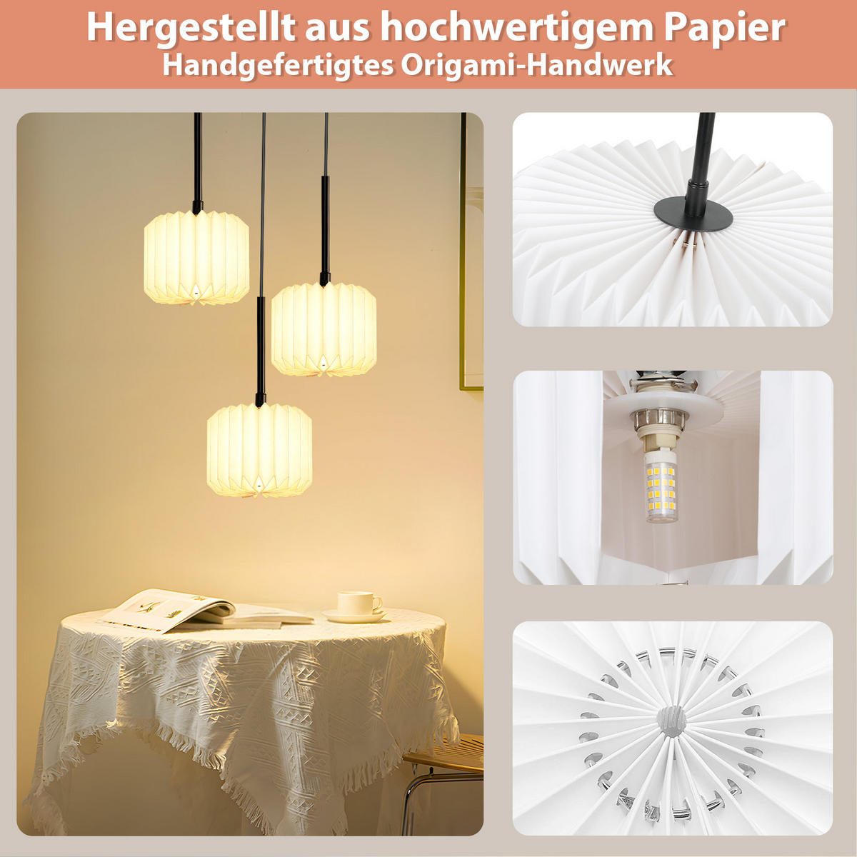 HÄNGELEUCHTE Glühbert 23/153/23 cm - Weiß, Papier (23/23/153cm) - ZMH