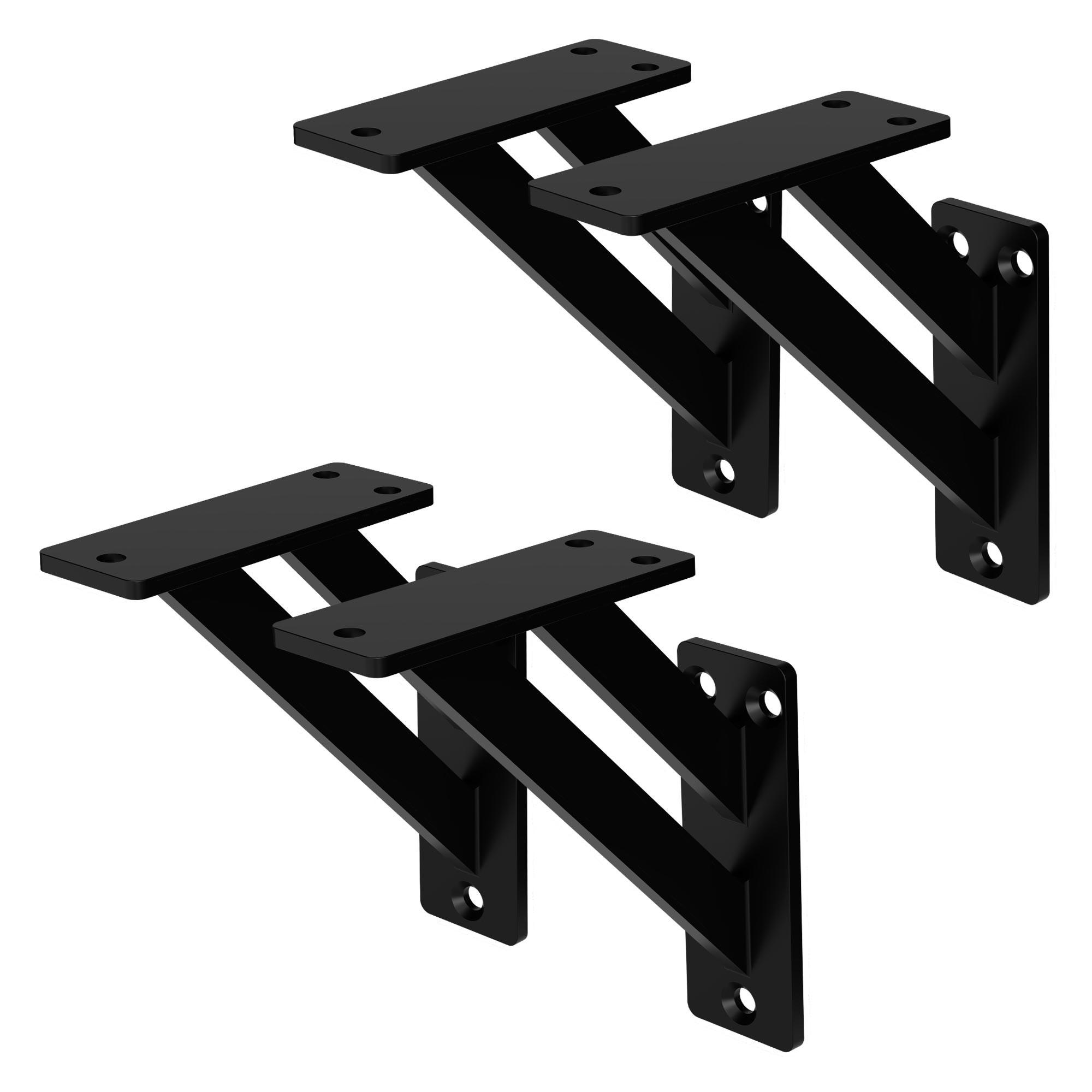 REGALTRÄGER 2er Set - Schwarz, Metall (12/3/12cm) - ML-DESIGN