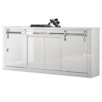 SIDEBOARD weiß Hochglanz 201 x 92 cm, Kommode mit Soft-Close - Chromfarben/Weiß Hochglanz, Holzwerkstoff/Kunststoff (201/92/43cm) - Furn.Design