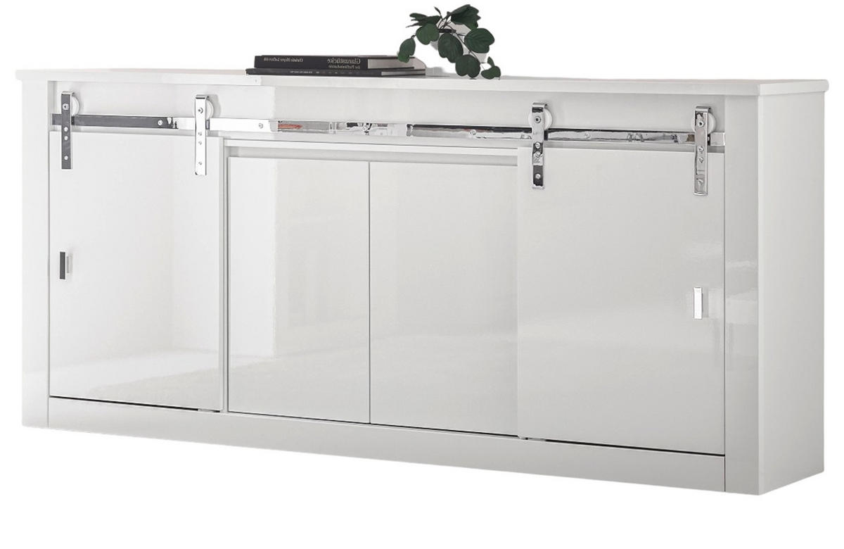SIDEBOARD weiß Hochglanz 201 x 92 cm, Kommode mit Soft-Close - Chromfarben/Weiß Hochglanz, Holzwerkstoff/Kunststoff (201/92/43cm) - Furn.Design