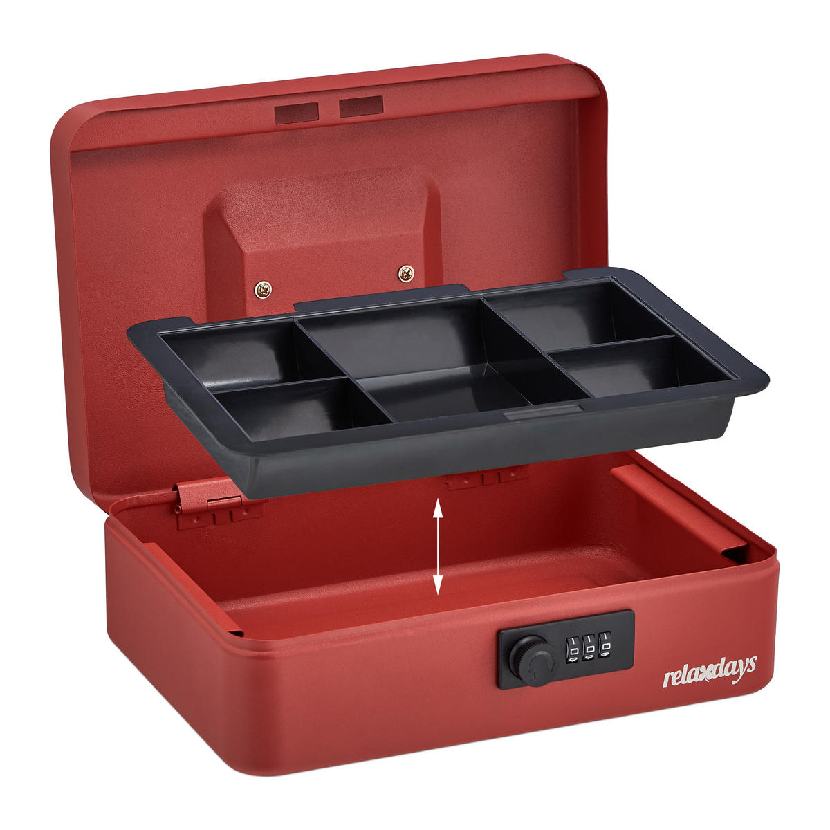 POKLADŇA - červená, kov/plast (25/8.5/19cm) - Relaxdays