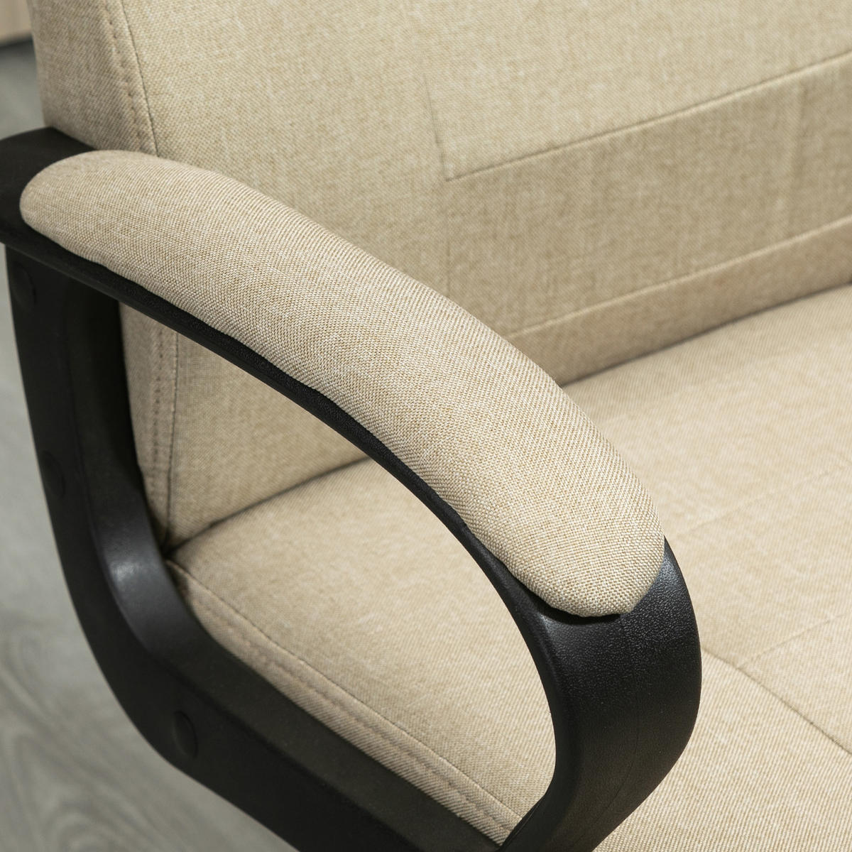BÜROSTUHL DE-05181 Leinenoptik, höhenverstellbar & Wippfunktion Beige - Beige, Metall (62/119/76cm) - ComfortXL