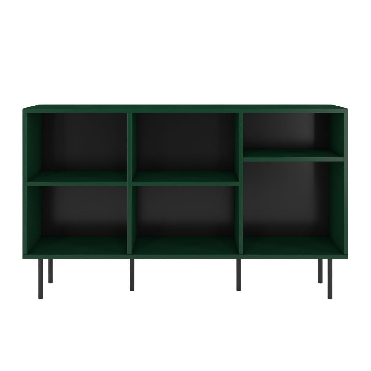 SIDEBOARD Mirka, Grün, offene Fächer, Minimalistisch - Dunkelgrün/Schwarz, Holzwerkstoff/Metall (130/80/30cm) - Dancan