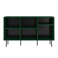 SIDEBOARD Mirka, Grün, offene Fächer, Minimalistisch - Dunkelgrün/Schwarz, Holzwerkstoff/Metall (130/80/30cm) - Dancan